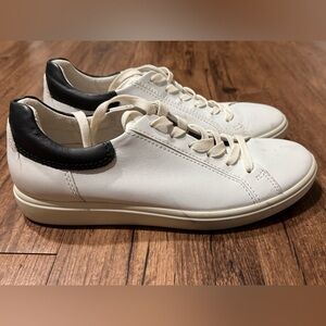 ECCO Soft 7 Leather Sneakers Shoes White Casual Size 8-8.5 US